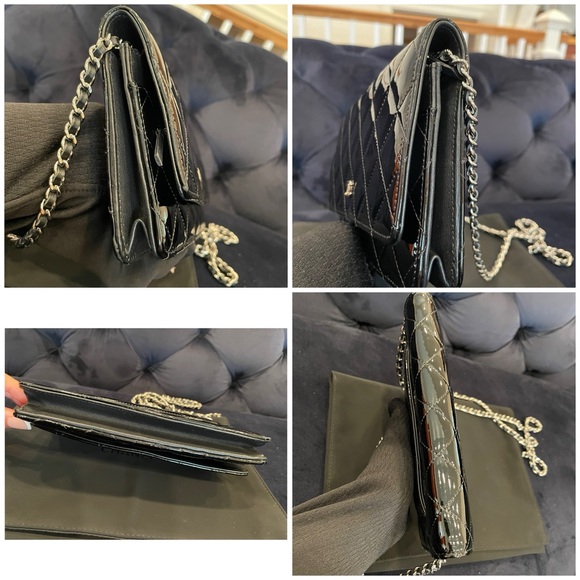 💯 CHANEL
Patent Quilted Wallet On Chain WOC Black - Picture 3 of 11